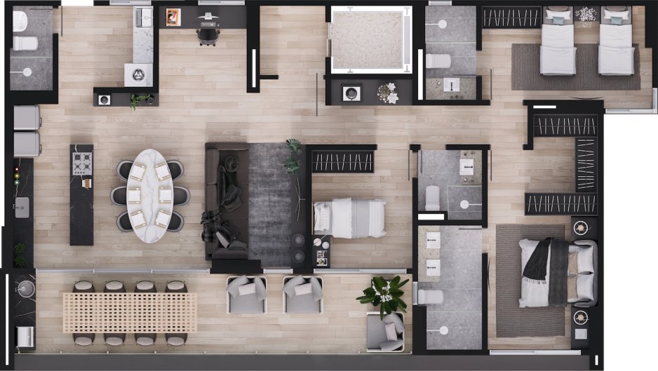 Torre Sul - 144m²
